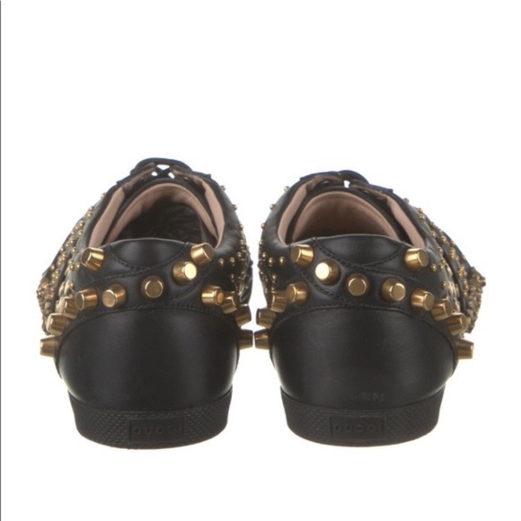 Gucci sneaker studded black and gold mens size 12 g worn twice - Picture 10 of 13